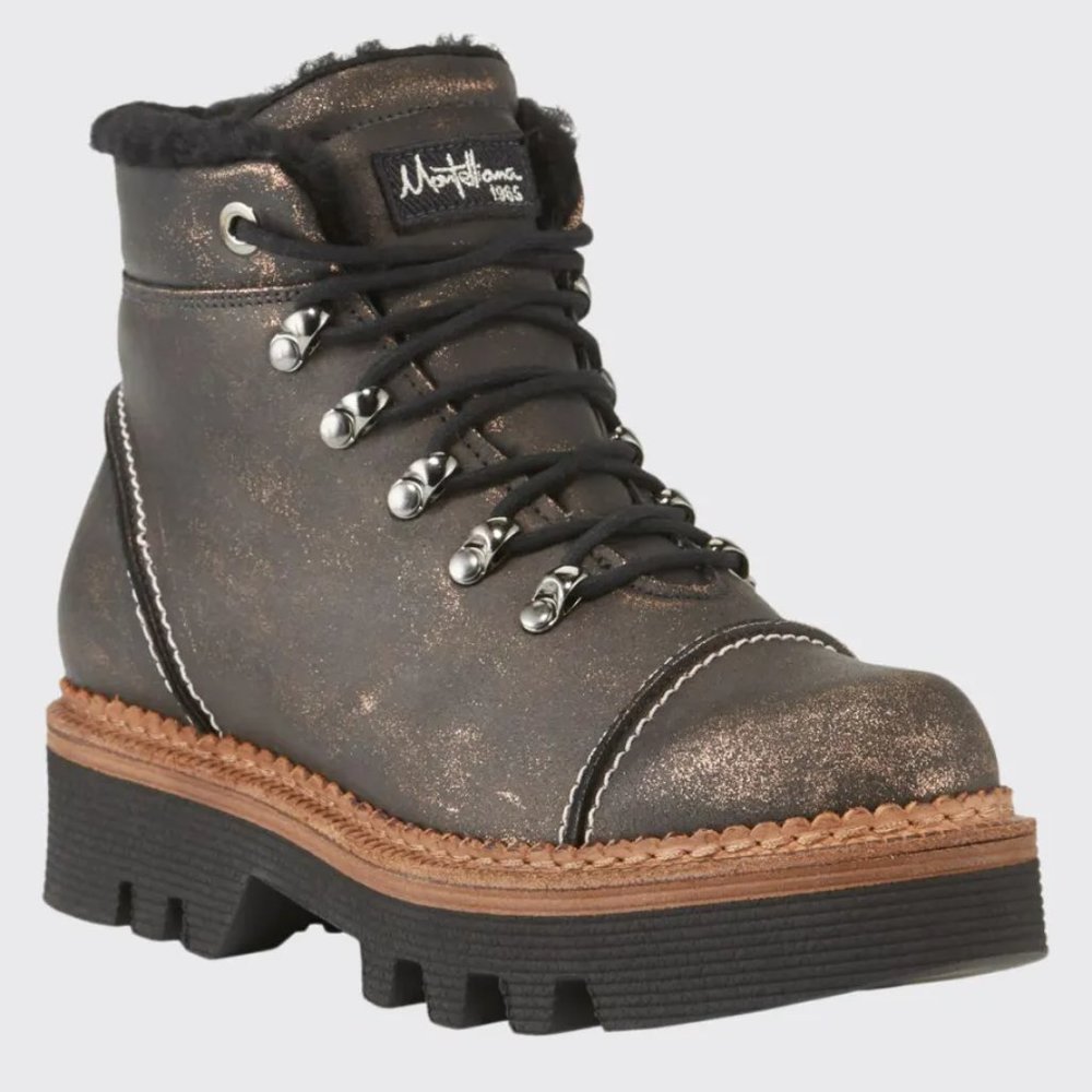 NEW Bergdorf Goodman Montelliana Distressed Chunky Hiking combat Boots, 7 7.5